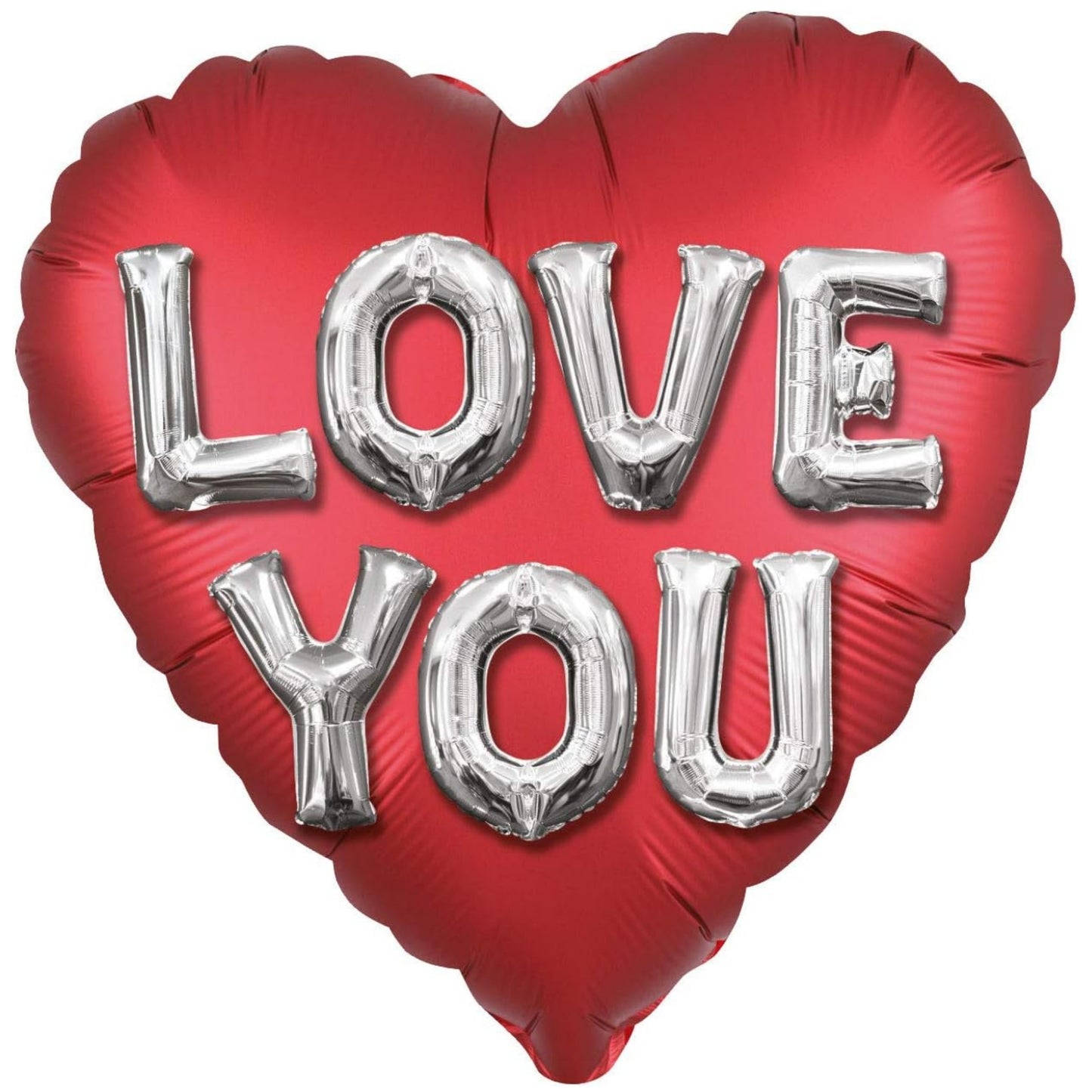 28"/ 71cm SATIN LOVE YOU LETTERS GIANT HEART FOIL BALLOON