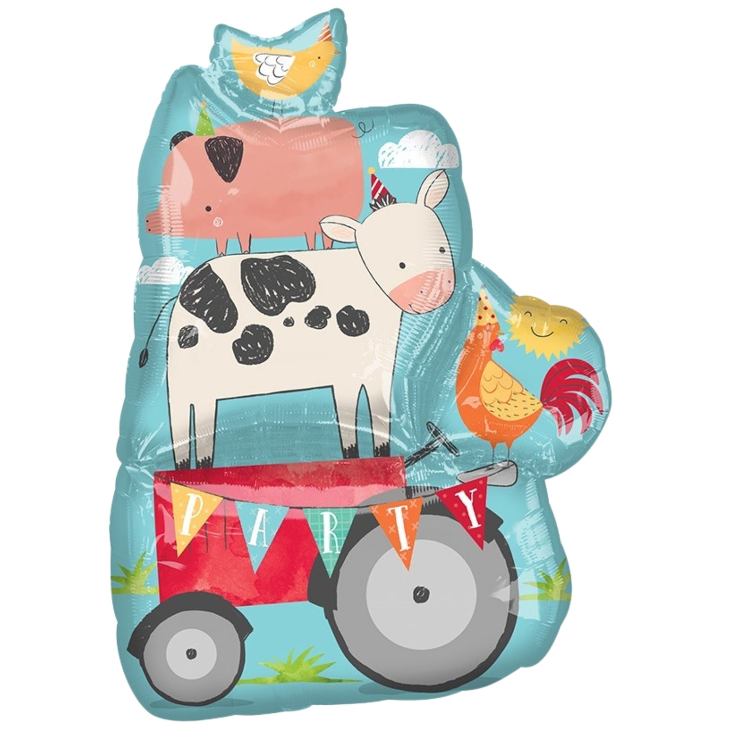 25"/ 64cm ANIMAL PARTY TRACTOR SUPERSHAPE FOIL BALLOON