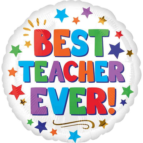 18"/ 46cm BEST TEACHER EVER! ROUND FOIL BALLOON