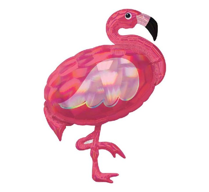 33"/ 84cm IRIDESCENT PINK FLAMINGO SUPERSHAPE FOIL BALLOON