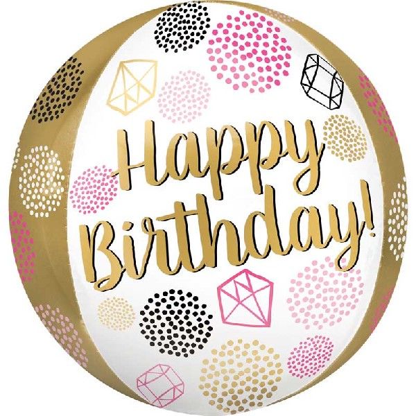 16"/ 41cm HAPPY BIRTHDAY GEMS ORBZ FOIL BALLOON