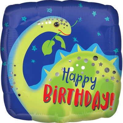 18"/ 46cm BRONTOSAURUS HAPPY BIRTHDAY SQUARE FOIL BALLOON