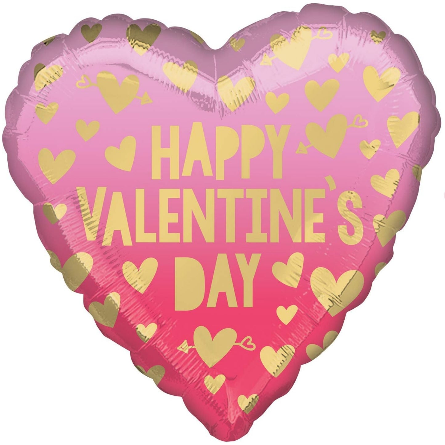 18"/ 46cm HAPPY VALENTINE'S DAY PINK OMBRE HEART FOIL BALLOON
