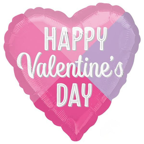 18"/ 46cm HAPPY VALENTINE'S DAY COLOUR BLOCK HEART FOIL BALLOON
