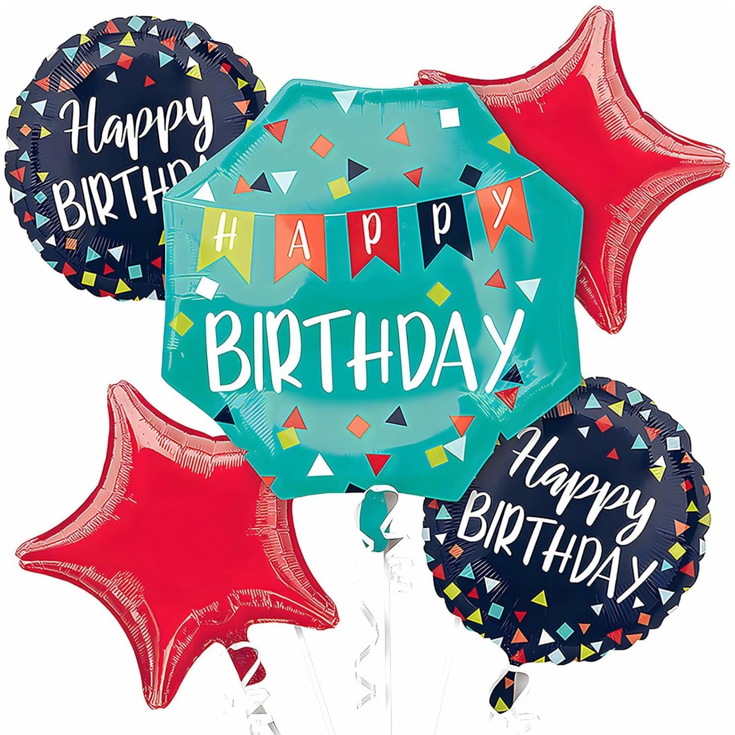 REASON TO CELEBRATE 5 PIECE FOIL BALLOON BOUQUET (1x22", 4x18"/ 1x56cm, 4x46cm)