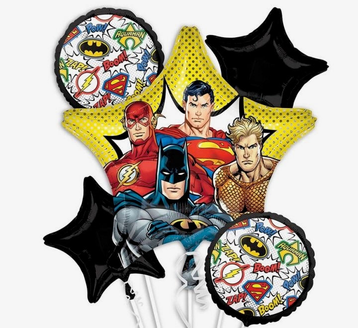 SUPERHEROES 5 PIECE FOIL BALLON BOUQUET (1x28", 4x18"/ 1x71cm, 4x46cm)