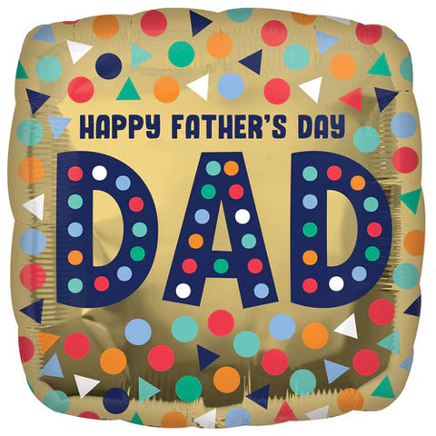 18"/ 46cm HAPPY FATHER'S DAY DAD SQUARE FOIL BALLOON