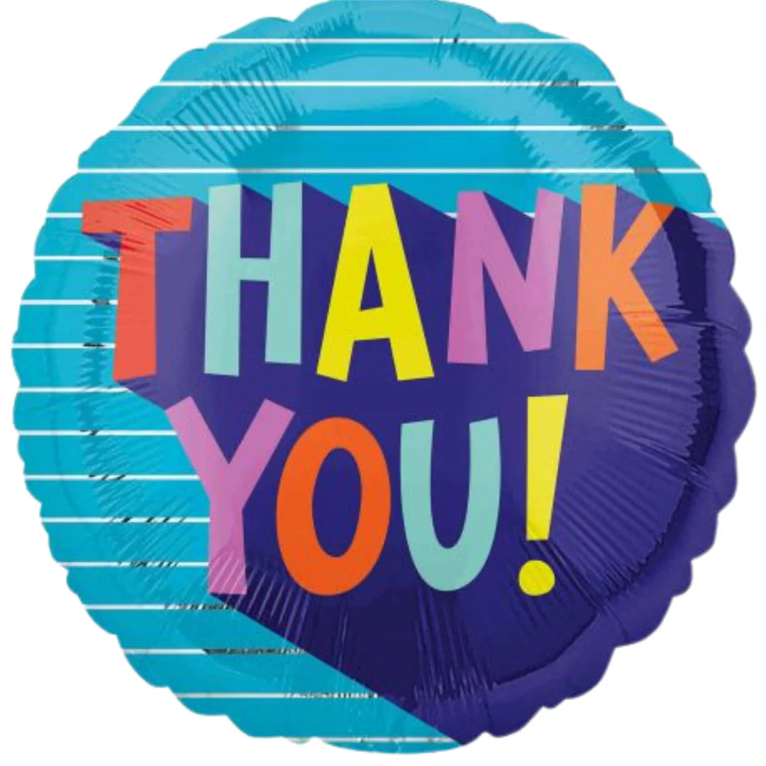 18"/ 46cm BLUE THANK YOU ROUND FOIL BALLOON