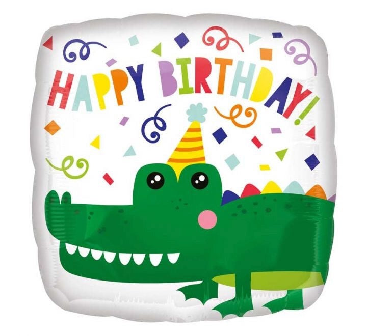 18"/ 46cm HAPPY BIRTHDAY! CROCODILE SQUARE FOIL BALLOON