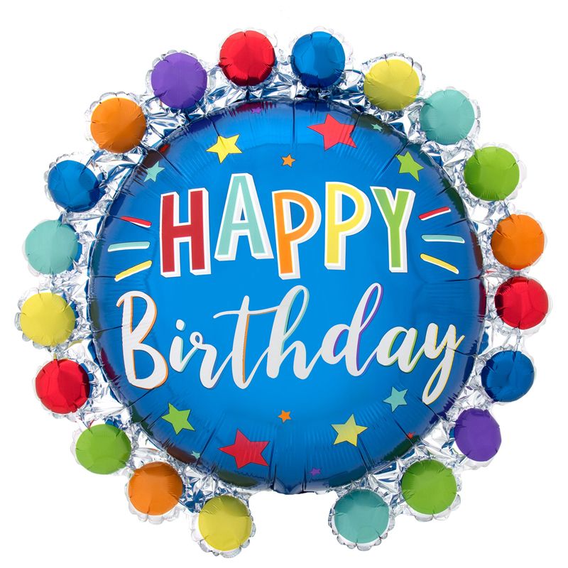 26"/ 66cm DOT CIRCLE BIRTHDAY GIANT ROUND FOIL BALLOON
