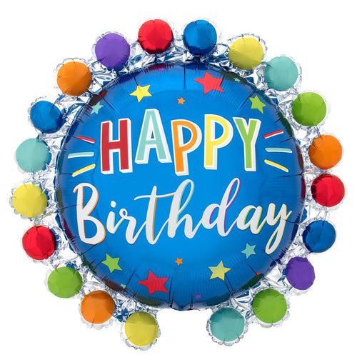 26"/ 66cm DOT CIRCLE BIRTHDAY GIANT ROUND FOIL BALLOON