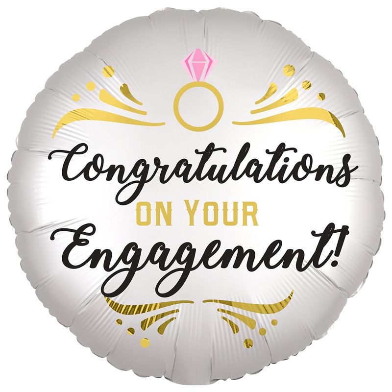 18"/ 46cm SATIN ENGAGEMENT ROUND FOIL BALLOON