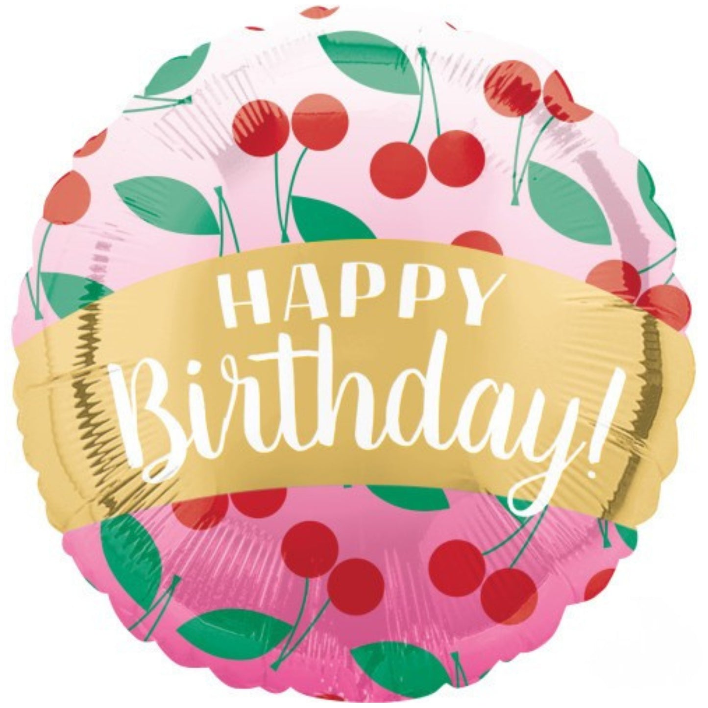 18"/ 46cm HAPPY BIRTHDAY CHERRIES ROUND FOIL BALLOON