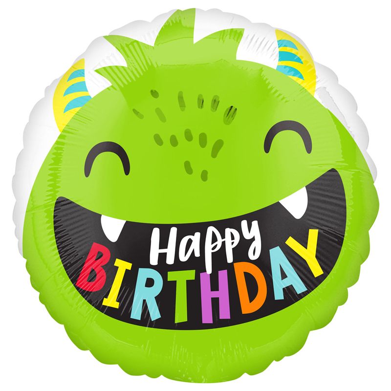 17"/ 43cm HAPPY LITTLE MONSTERS BIRTHDAY DOUBLE-SIDED ROUND FOIL BALLOON