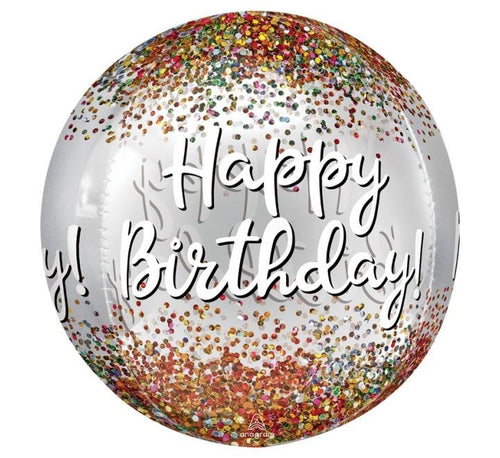 16"/ 41cm HAPPY BIRTHDAY SEQUINS ORBZ FOIL BALLOON