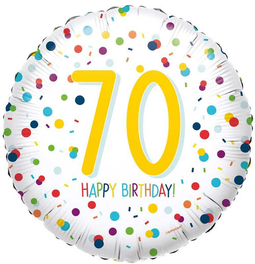 18"/ 46cm CONFETTI BIRTHDAY 70 ROUND FOIL BALLOON