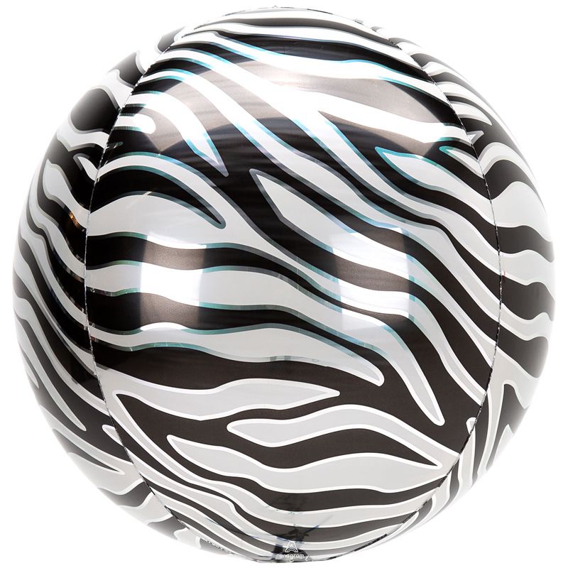16"/ 41cm ZEBRA PRINT ANIMALZ ORBZ FOIL BALLOON