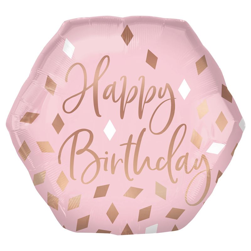 23"/ 58cm BLUSH BIRTHDAY HEXAGON FOIL BALLOON