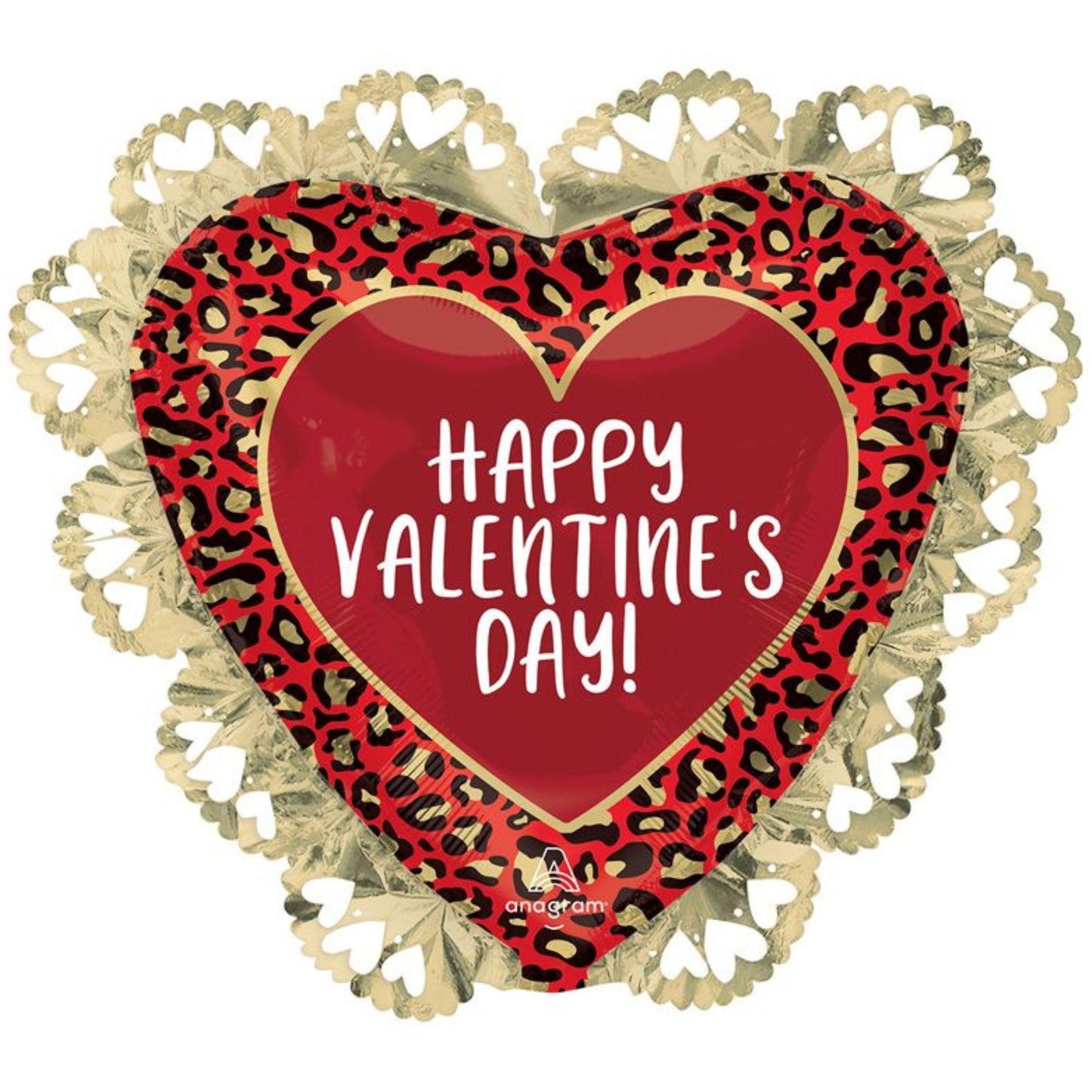 23"/ 58cm VALENTINES ANIMAL PRINT SUPERSHAPE FOIL BALLOON
