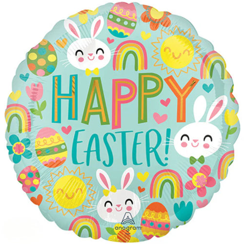 18"/ 46cm HAPPY EASTER ICONS ROUND FOIL BALLOON
