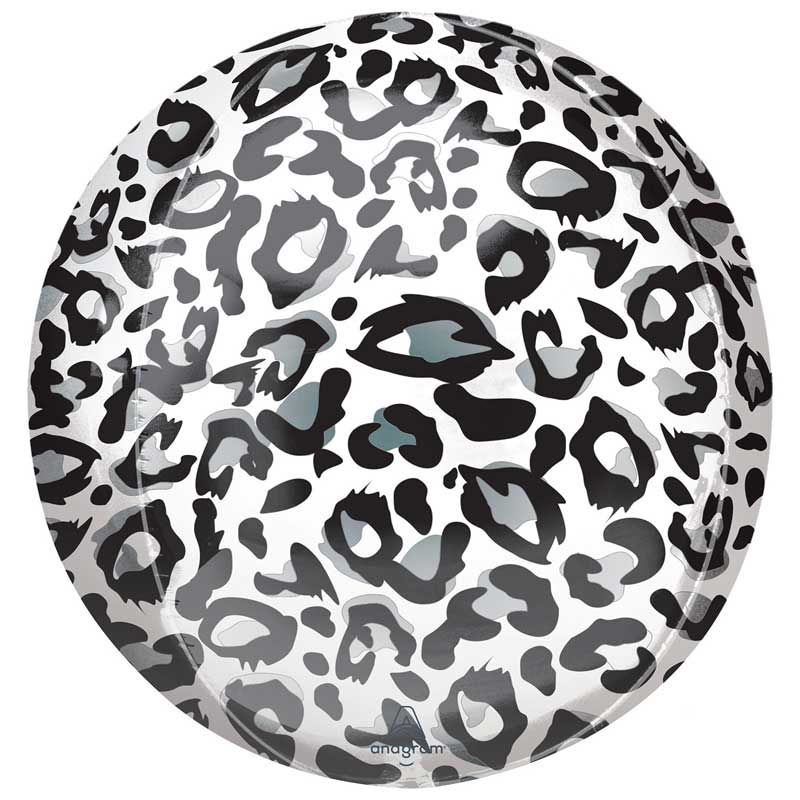 16"/ 41cm SNOW LEOPARD PRINT ANIMALZ ORBZ FOIL BALLOON