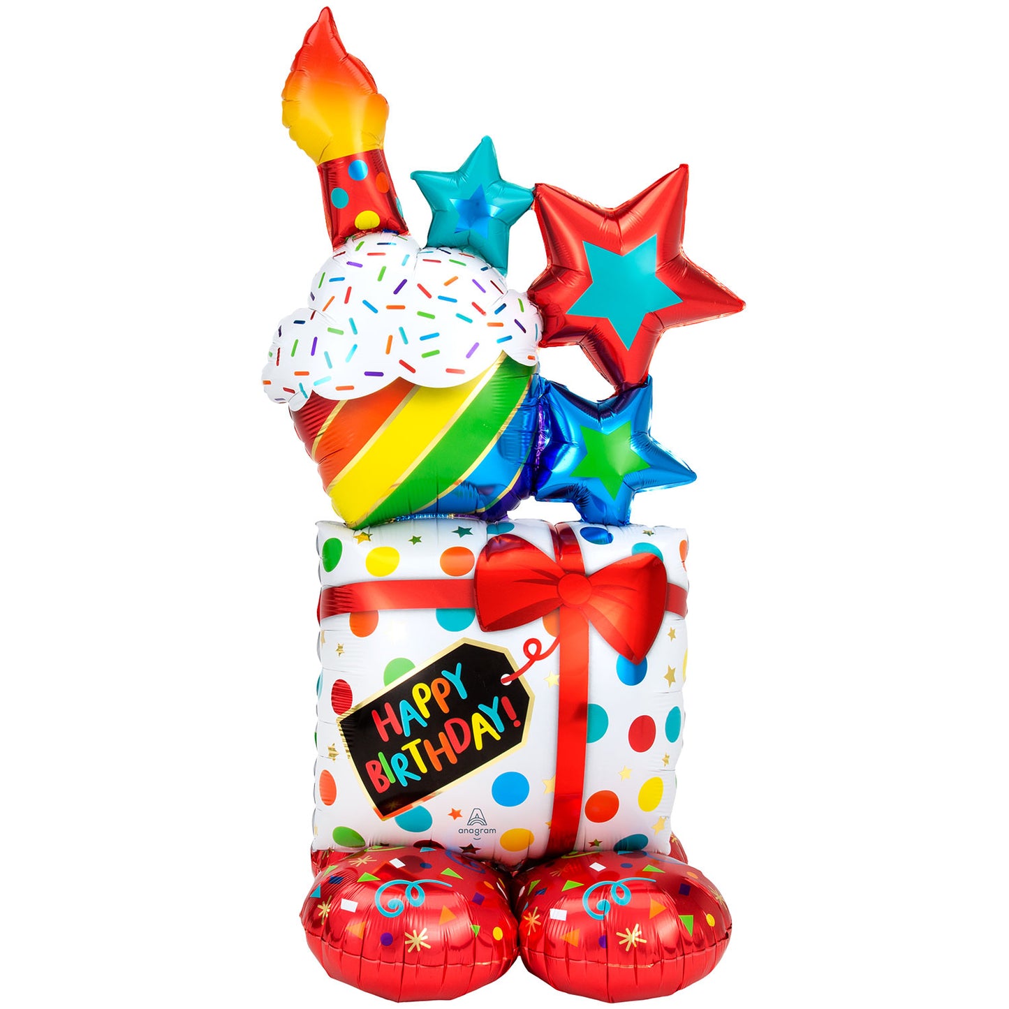 55"/ 140cm STACKED BIRTHDAY ICONS AIRLOONZ FOIL BALLOON