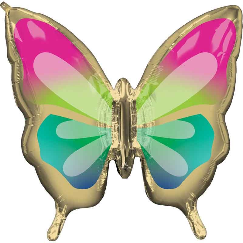 30"/ 76cm BEAUTIFUL TROPICAL BUTTERFLY SUPERSHAPE FOIL BALLOON