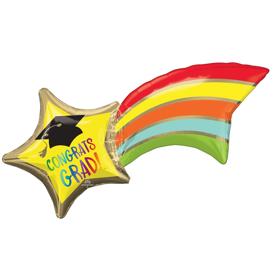 27"/ 69cm RAINBOW GRAD SHOOTING STAR SUPERSHAPE FOIL BALLOON