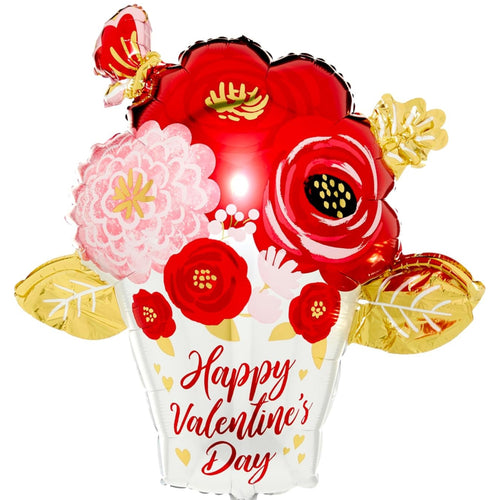 26"/ 66cm VALENTINE'S DAY PAINTED FLOWERS SUPERSHAPE FOIL BALLOON