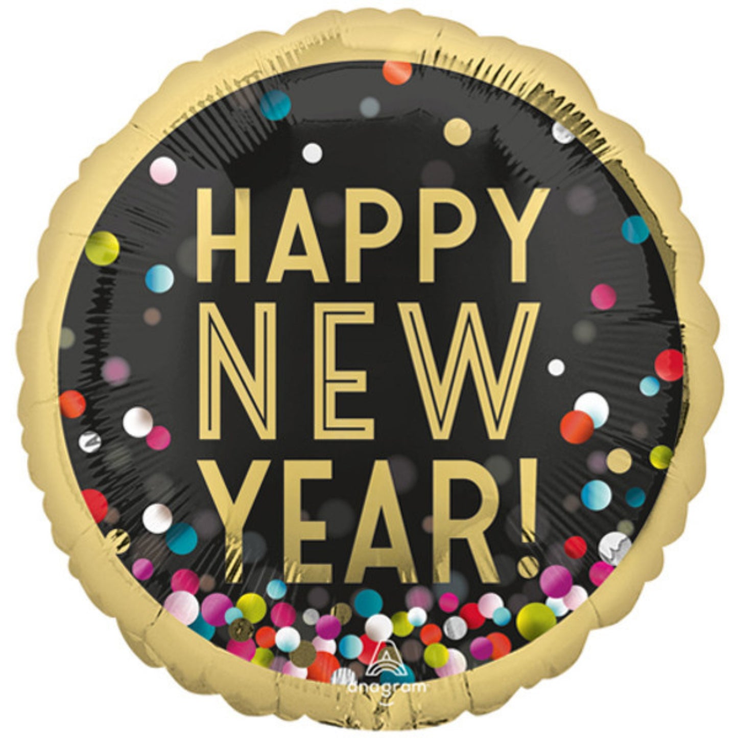 28"/ 71cm NEW YEAR COLOURFUL CONFETTI GIANT ROUND FOIL BALLOON