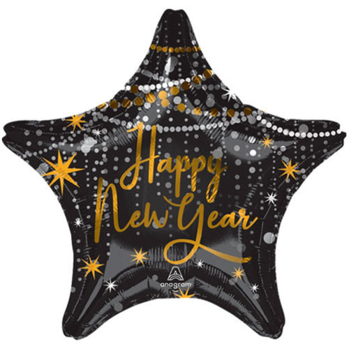 18"/ 46cm MIDNIGHT HOUR NEW YEAR STAR FOIL BALLOON