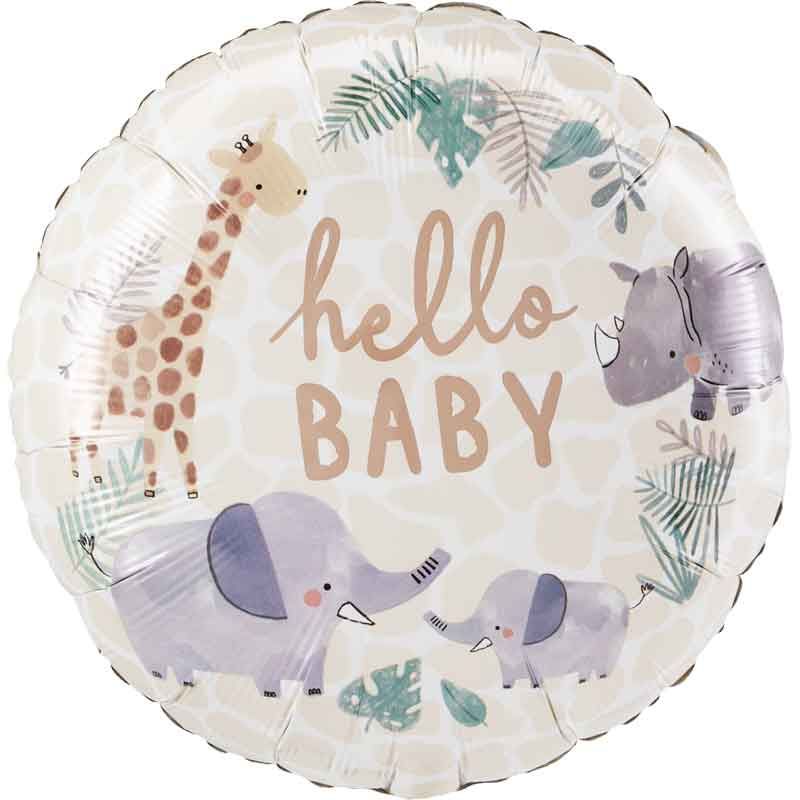 18"/ 46cm SOFT JUNGLE BABY ROUND FOIL BALLOON