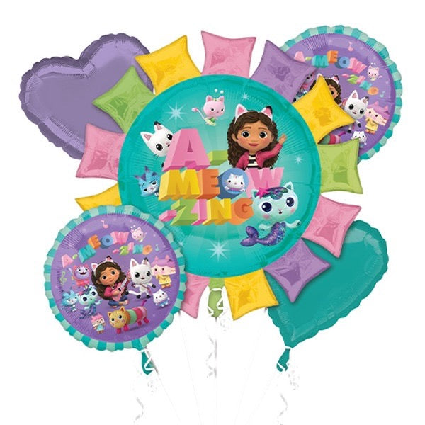 GABBY'S DOLLHOUSE 5 PIECE FOIL BALLON BOUQUET (1x27", 4x18"/ 1x69cm, 4x46cm)