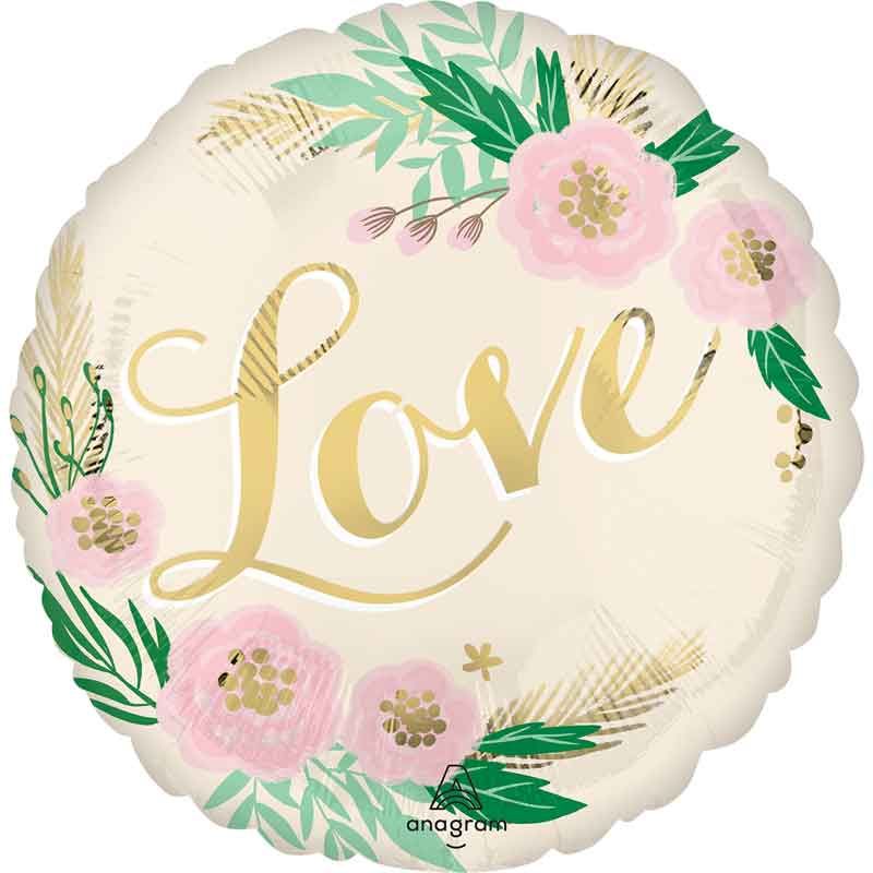 18"/ 46cm NATURAL WEDDING 'LOVE' ROUND FOIL BALLOON