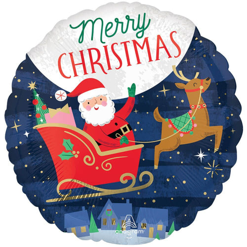 18"/ 46cm STARRY NIGHT MERRY CHRISTMAS ROUND FOIL