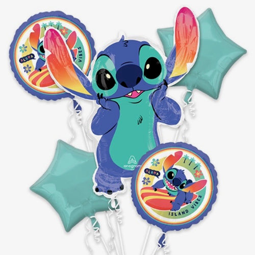 LILO & STITCH 5 PIECE FOIL BALLON BOUQUET (1x33", 4x18"/ 1x84cm, 4x46cm)