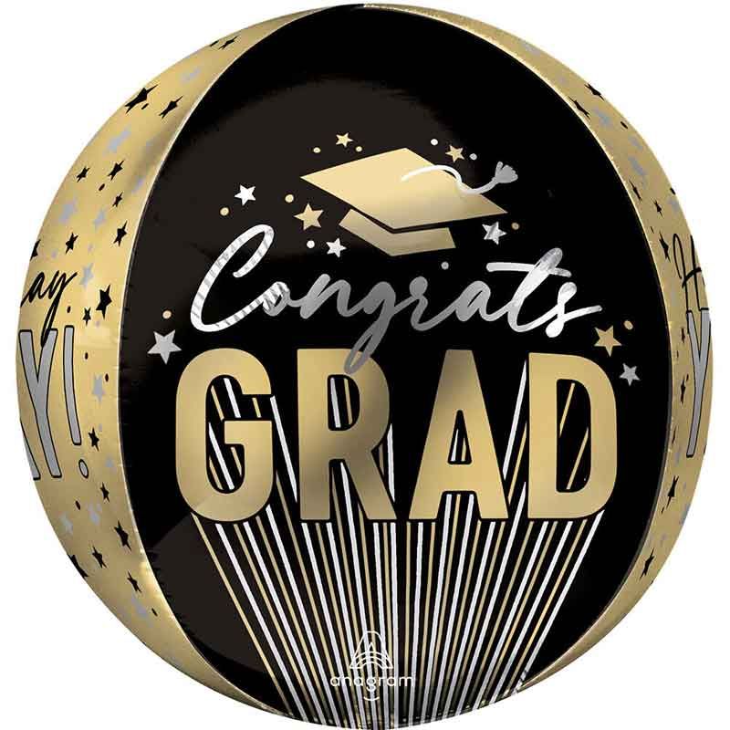 16"/ 41cm STRIPES CONGRATS GRAD ORBZ FOIL BALLOON