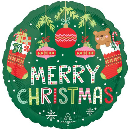 18"/ 46cm BEARY CHRISTMAS ROUND FOIL BALLOON