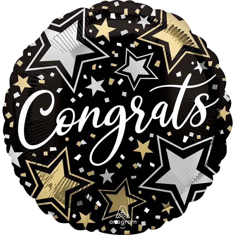 18"/ 46cm CONGRATS STARS ROUND FOIL BALLOON