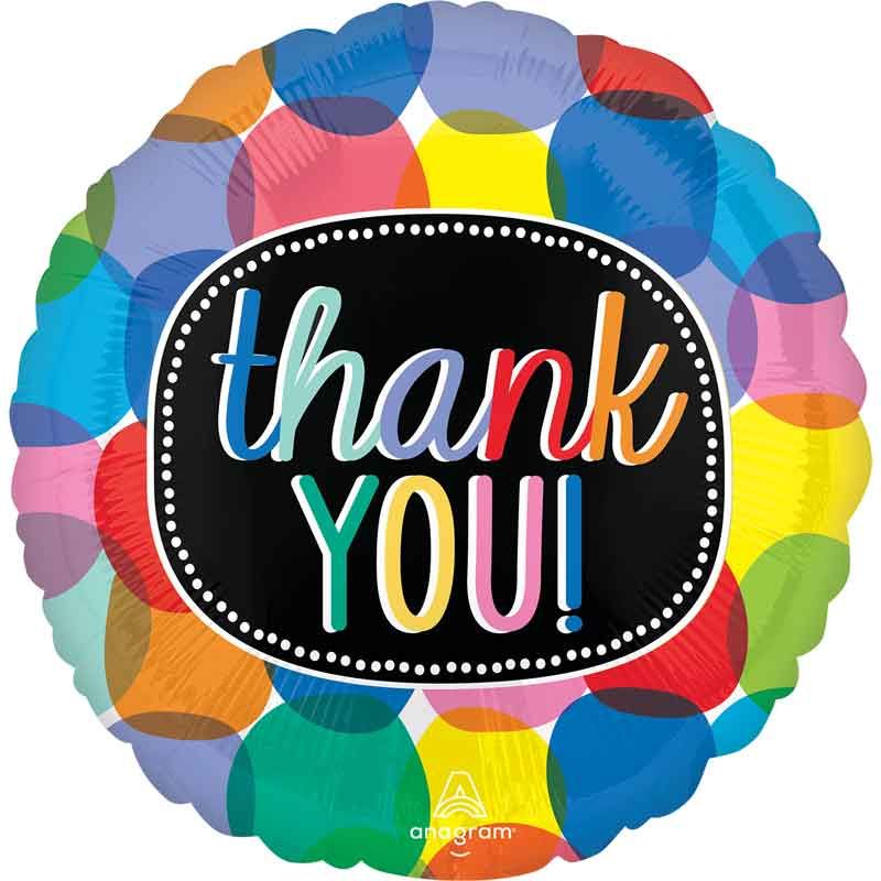 18"/ 46cm BUBBLY THANK YOU ROUND FOIL BALLOON