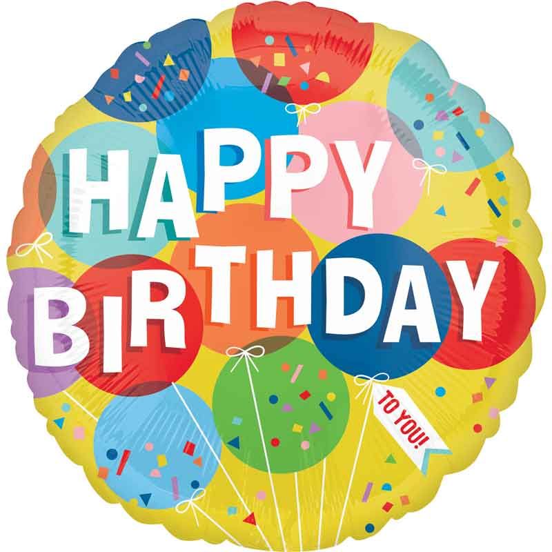 18"/ 46cm SUNNY BALLOONS BIRTHDAY ROUND FOIL BALLOON