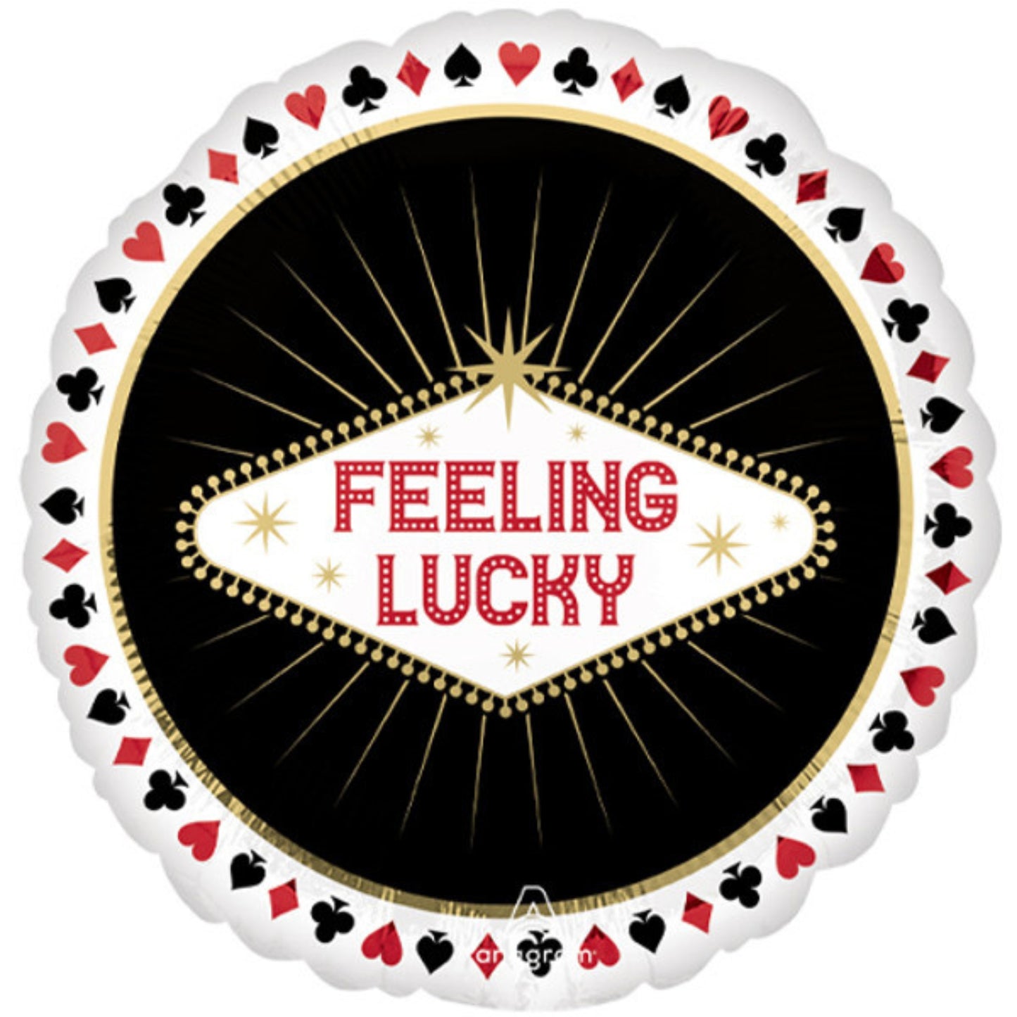 18"/ 46cm FEELING LUCKY CASINO ROUND FOIL BALLOON