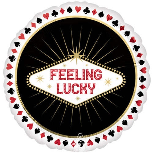 18"/ 46cm FEELING LUCKY CASINO ROUND FOIL BALLOON