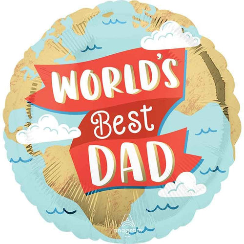 18"/ 46cm WORLD'S BEST DAD ROUND FOIL BALLOON
