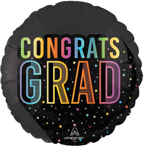 18"/ 46cm COSMIC CONGRATS GRAD (SATIN LUXE) ROUND FOIL BALLOON