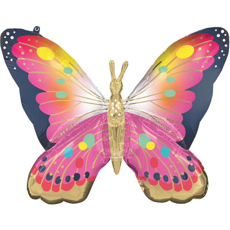 30"/ 76cm VIBRANT SATIN BUTTERFLY SUPERSHAPE FOIL BALLOON