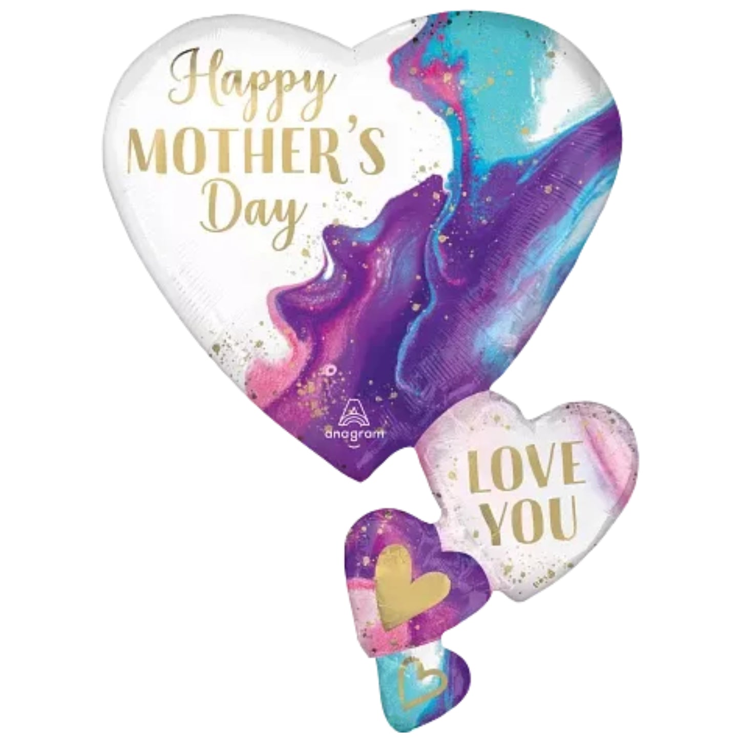 30"/ 76cm MOTHER'S DAY ALLURING MARBLE HEARTS SUPERSHAPE FOIL BALLOON