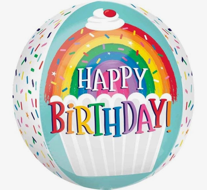 16"/ 41cm HAPPY BIRTHDAY! RAINBOW SPRINKLES ORBZ FOIL BALLOON