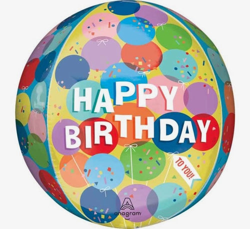 16"/ 41cm HAPPY BIRTHDAY! SUNNY BALLOONS ORBZ FOIL BALLOON