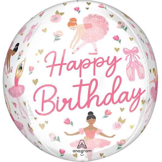 16"/ 40cm  BALLERINA GIRL BIRTHDAY ORBZ FOIL BALLOON